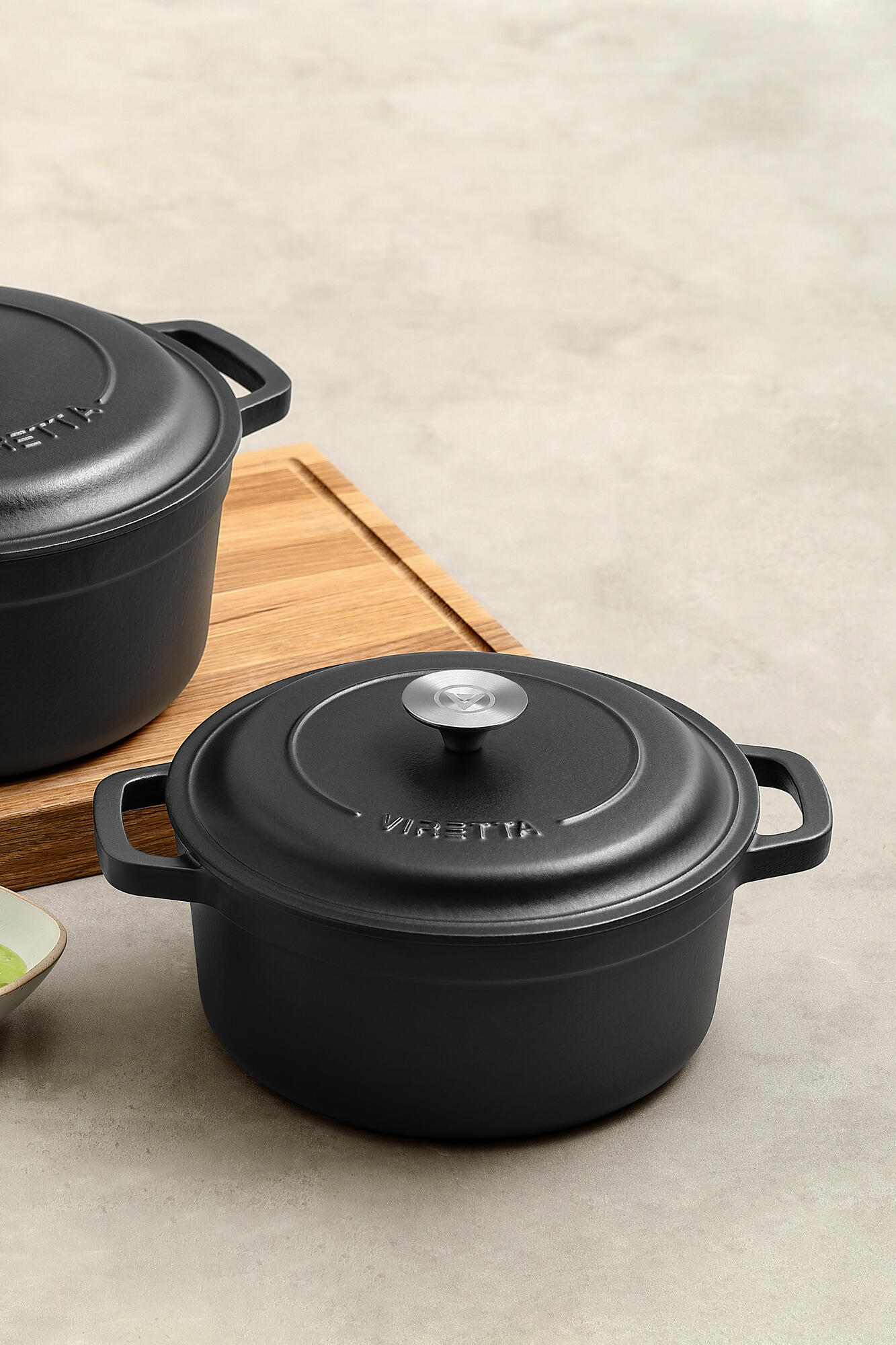 Emaljeret støbejernsgryde, Ø20 cm - Skifersort